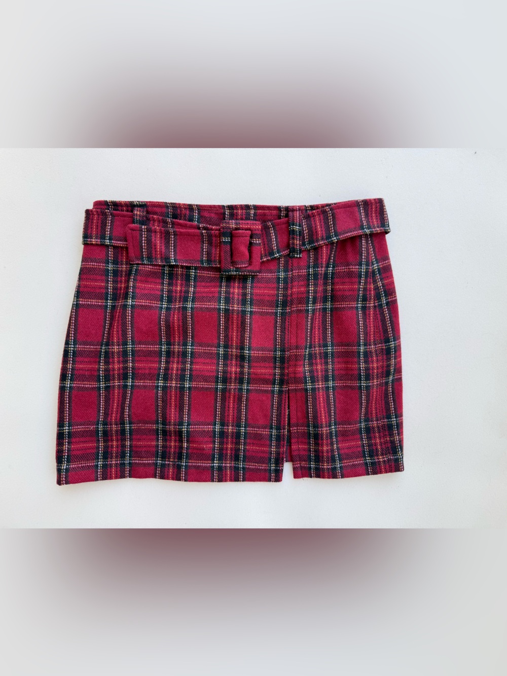 NWT Tach Free People Plaid Mini Skirt Size Medium Willow Belted High Waist